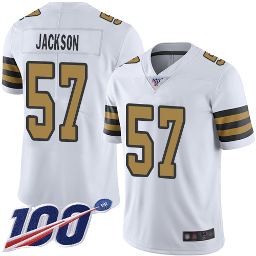 Men New Orleans Saints Limited White Rickey Jackson Jersey NFL Football #57 100th Season Rush Vapor Untouchable Jersey